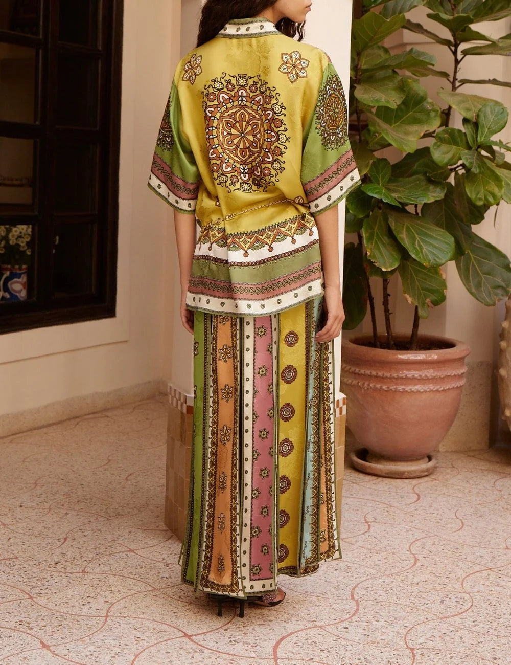 Alemais Contina shirt back view short sleeve viscose