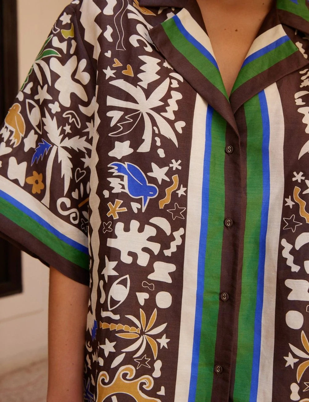 Alemais Maroc shirt camp collar detail