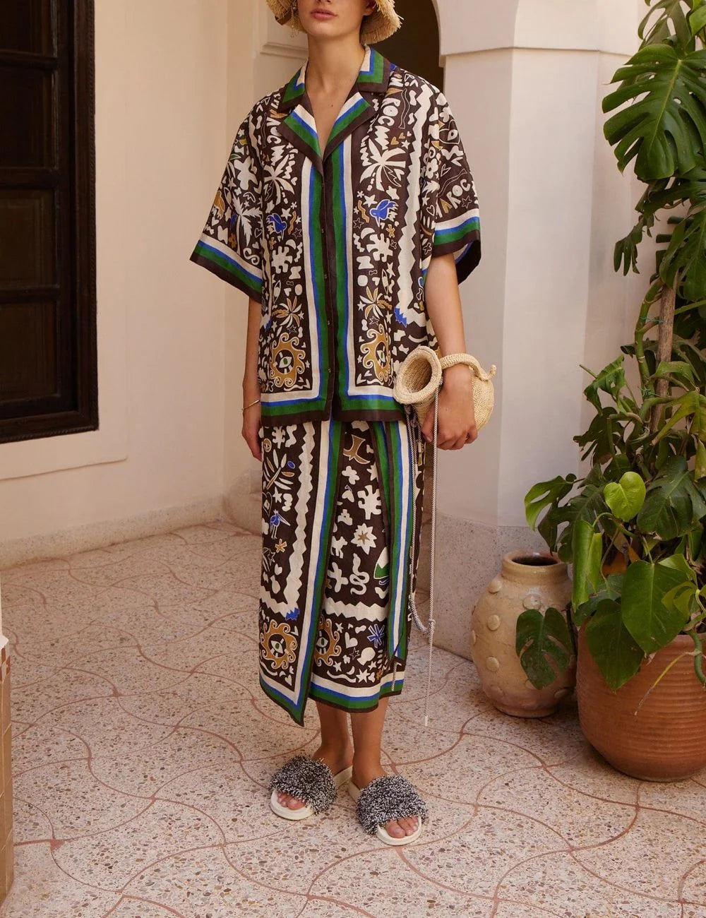 Alemais Maroc relaxed shirt front view full look