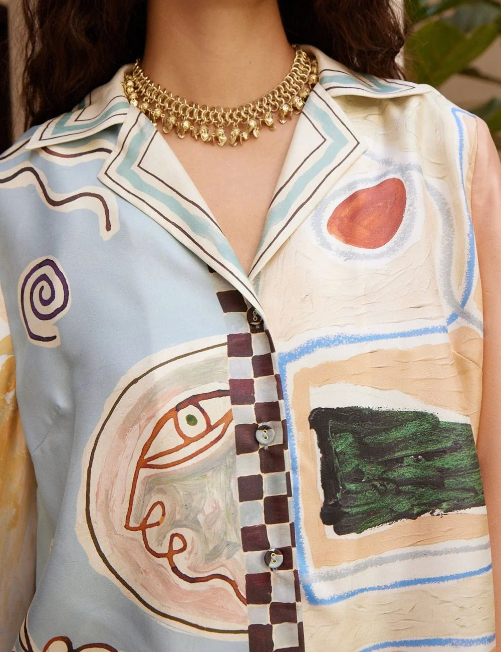 ALEMAIS Michelle silk shirt detail camp collar silk twill