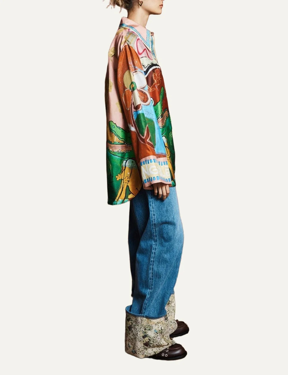 Alemais women's multicolour silk shirt with artistic print side