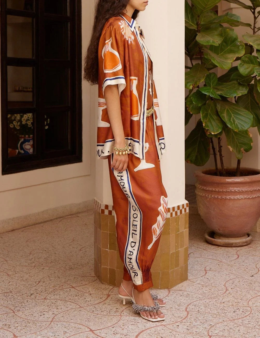 Alemais Soleil d’Amour silk shirt women side view