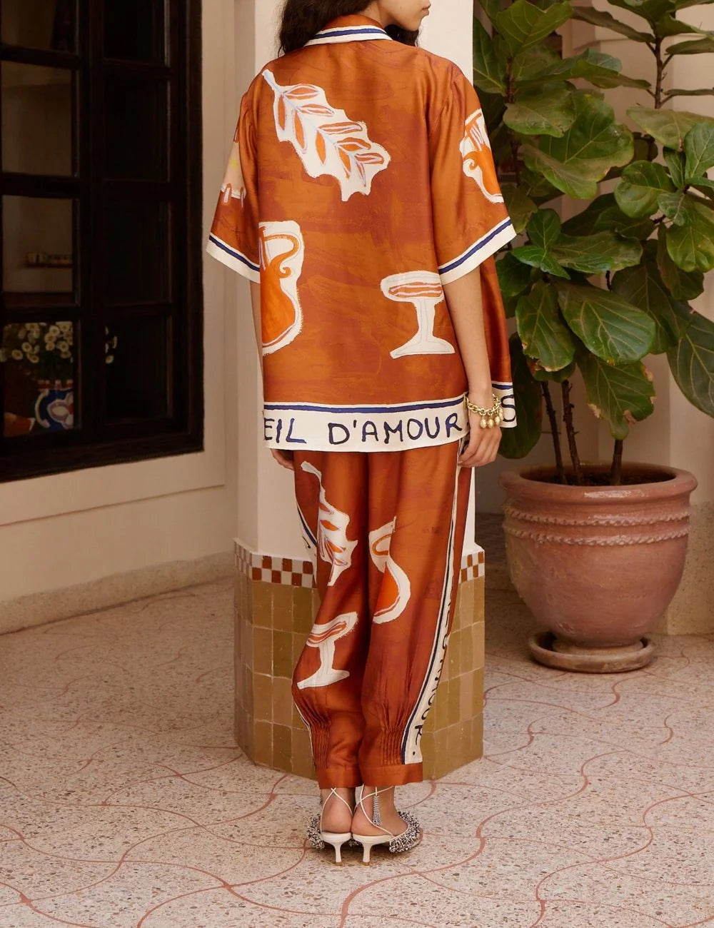 Alemais γυναικείο μεταξωτό πουκάμισο Soleil d’Amour back view