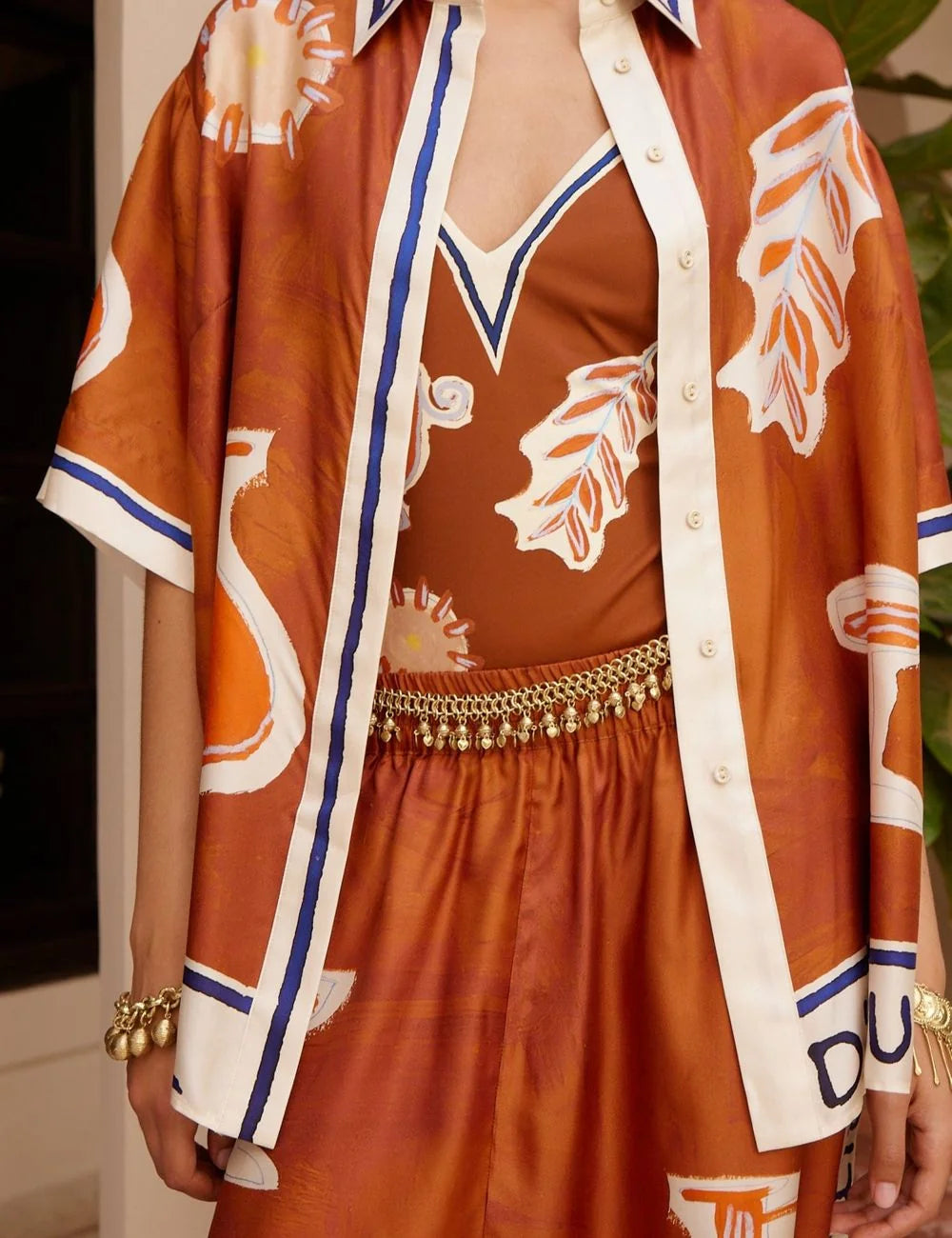 Alemais silk shirt Soleil d’Amour detail buttons collar