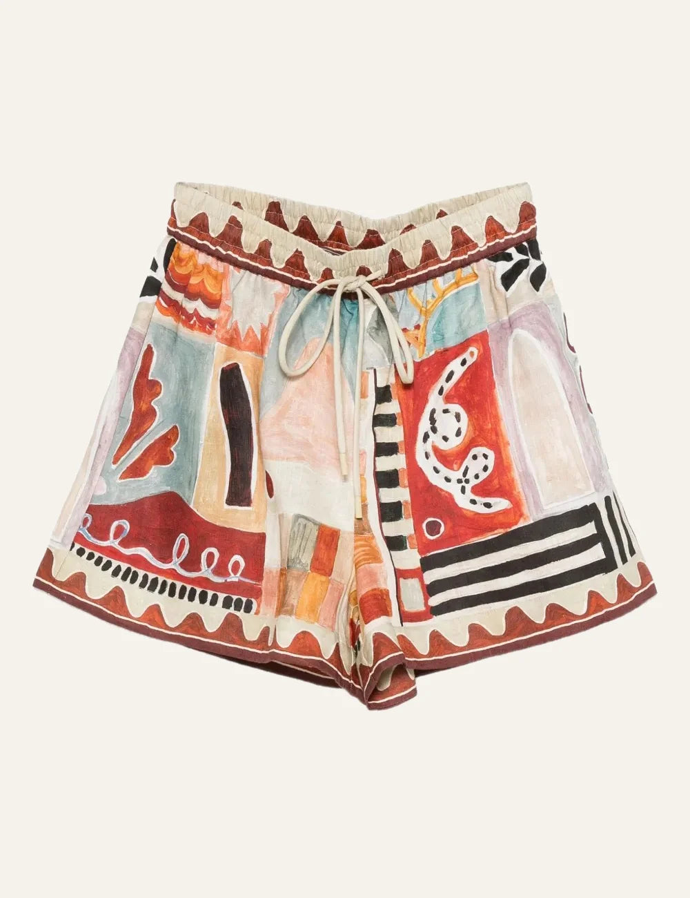 Alemais Michelle short flat lay European linen printed shorts