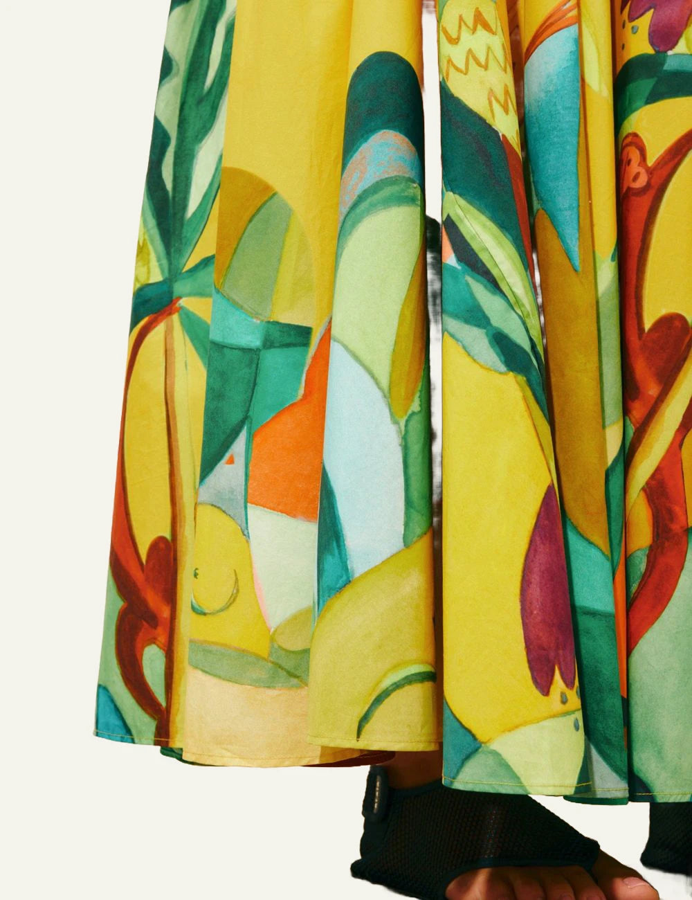 Alemais Mokshini maxi skirt yellow tropical print detail view
