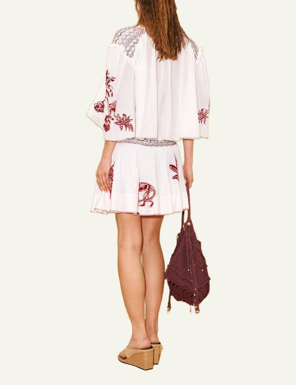 Alemais Odie embroidered top white me red embroidery back