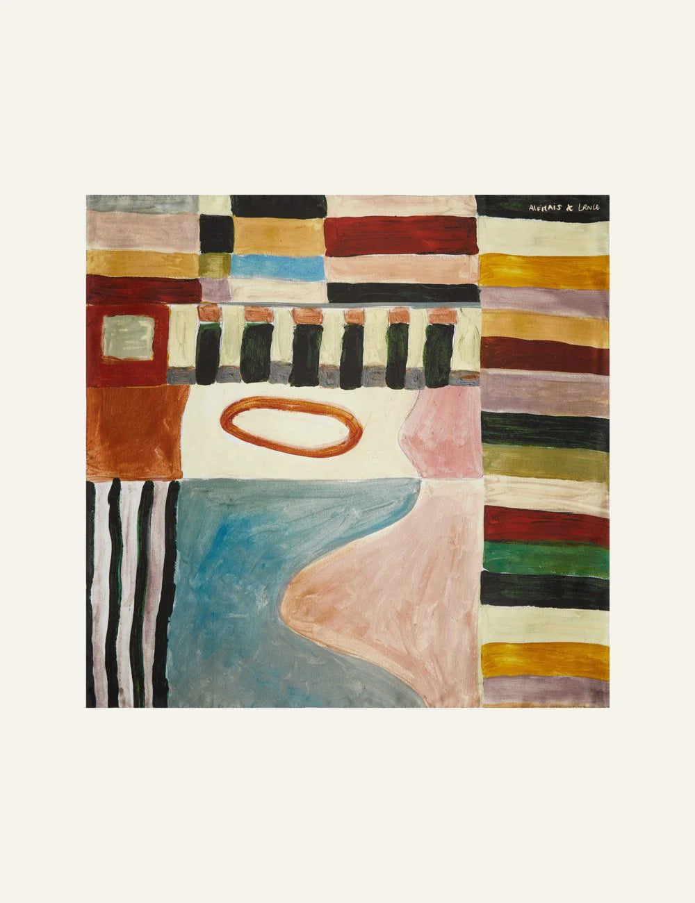 Alemais Michelle silk scarf flat lay square abstract multicolor print