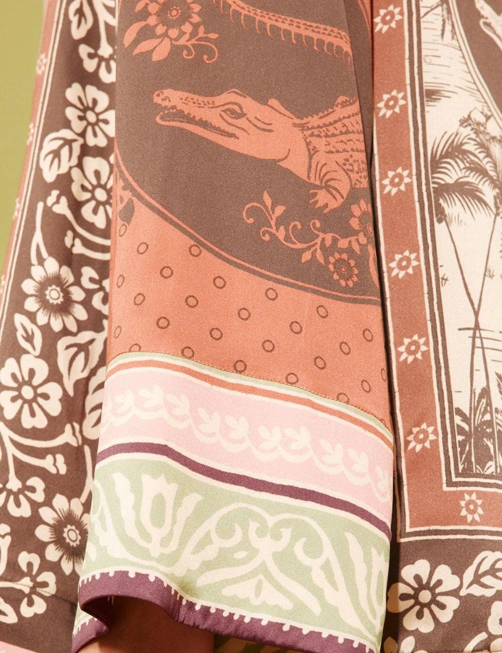 Alemais Alberta silk shirt satin print multi colour detail view