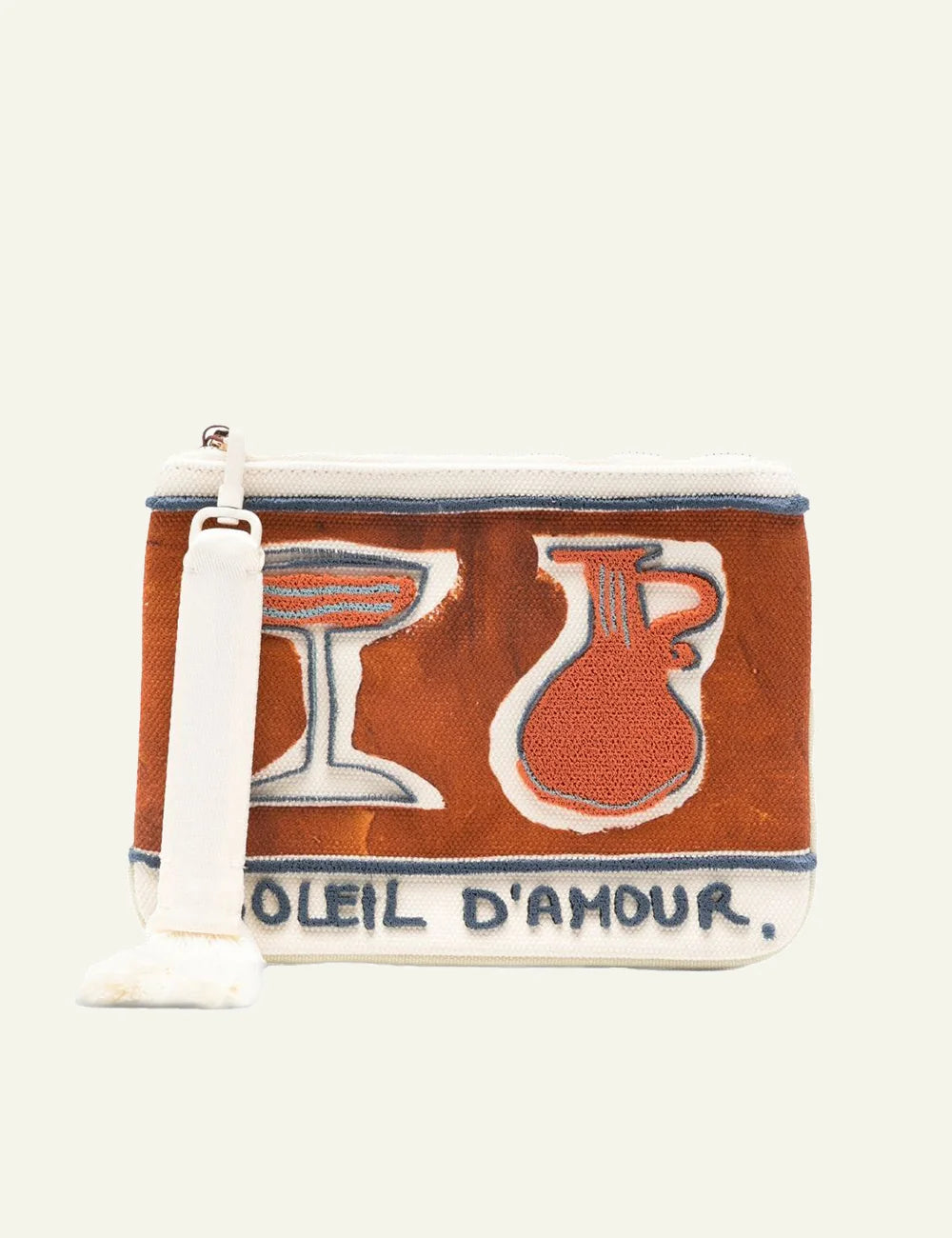 Alemais canvas pouch multicolor brown print front view