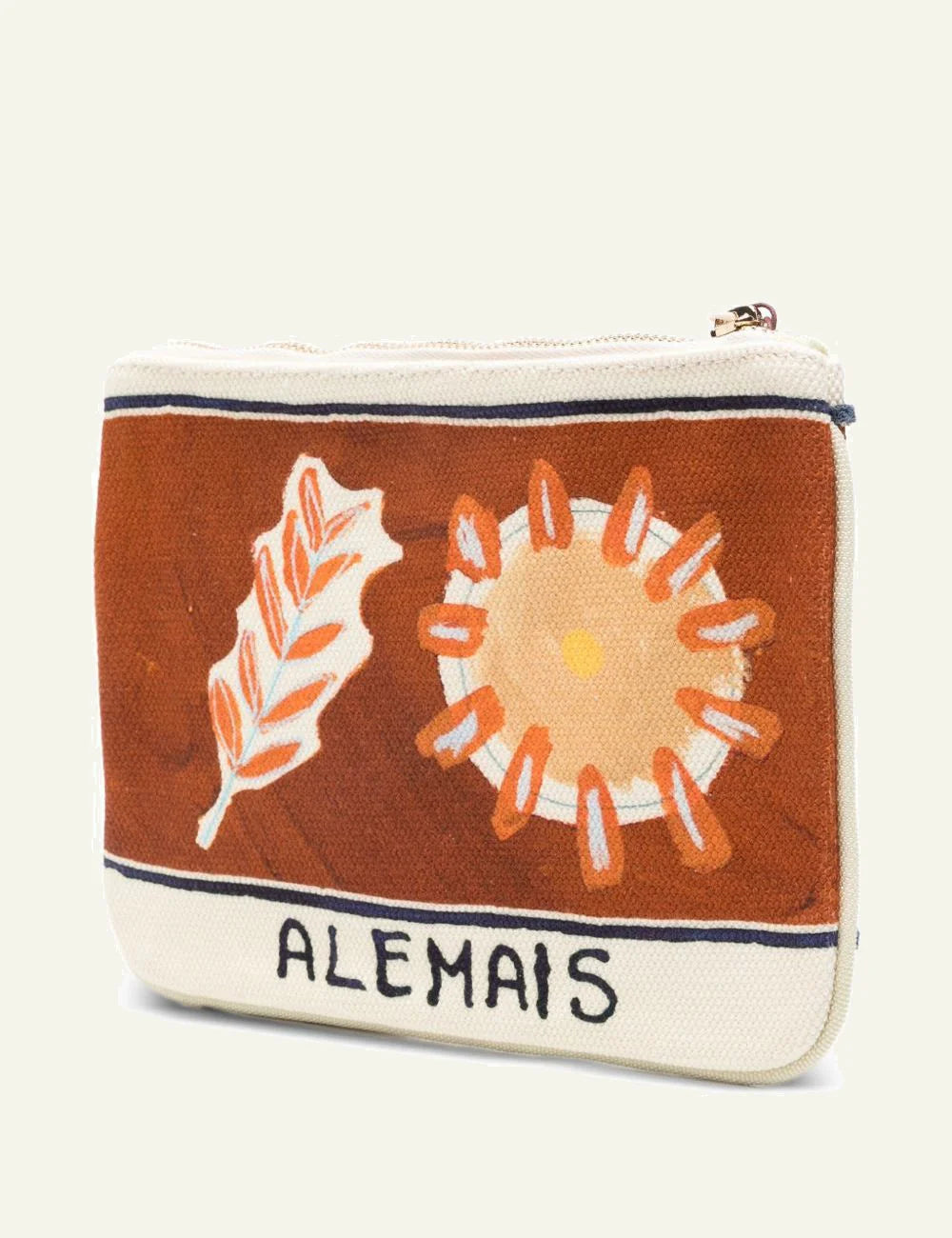 Alemais canvas pouch multicolor brown print side view