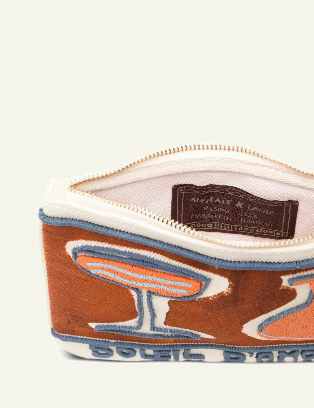 Alemais canvas pouch multicolor brown print top