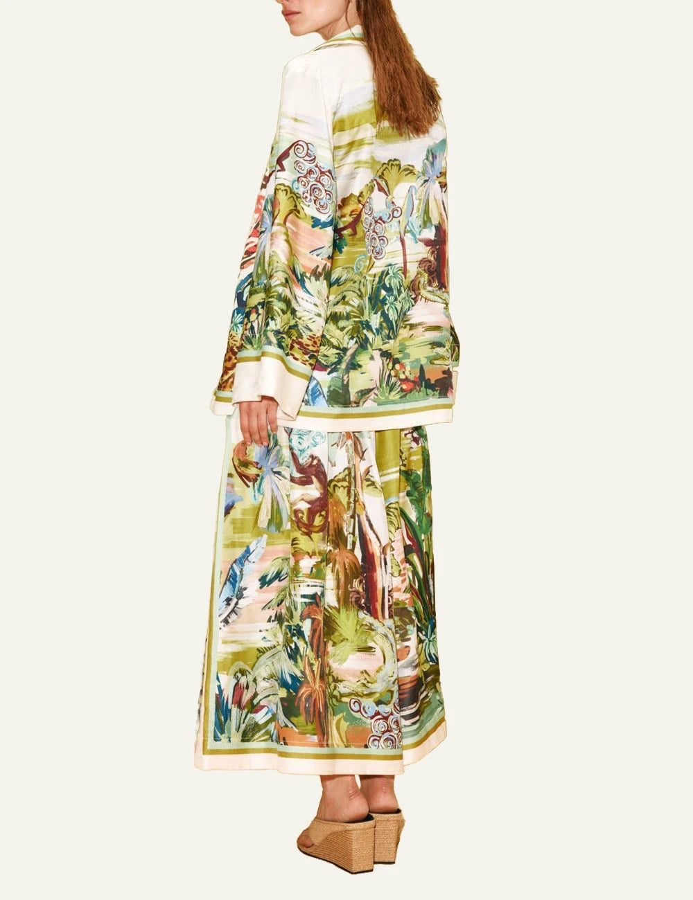 alemais jungle boogie silk shirt tropical print cream back view