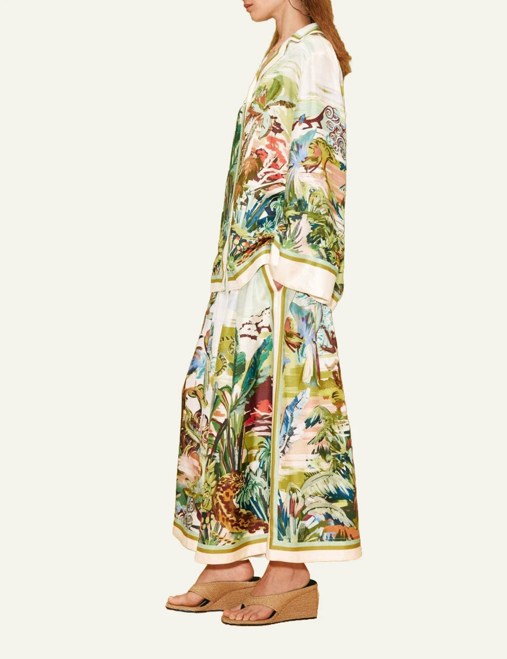 alemais jungle boogie silk shirt tropical print cream side view