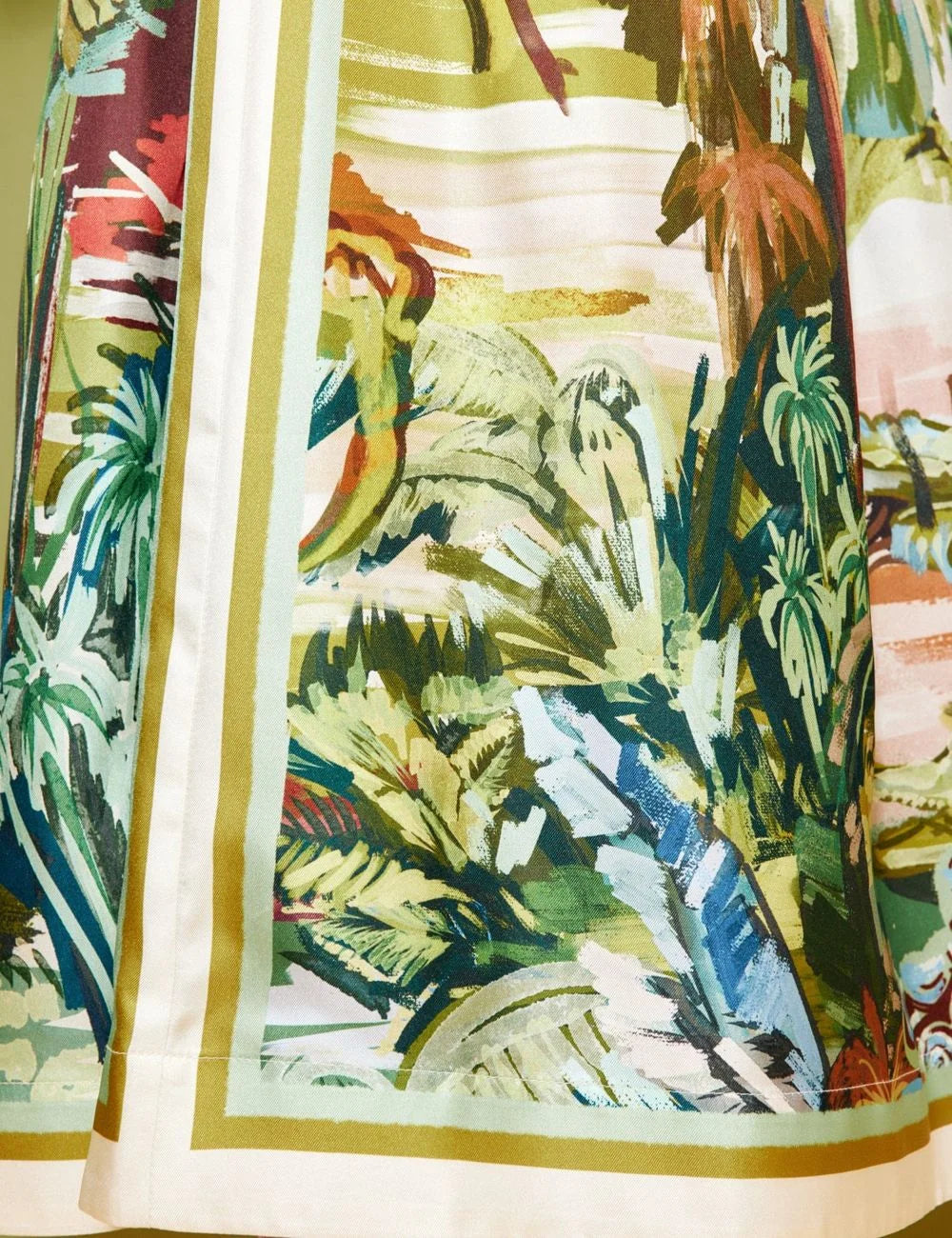 Alemais Jungle Boogie silk culotte wide leg multicolor print detail view