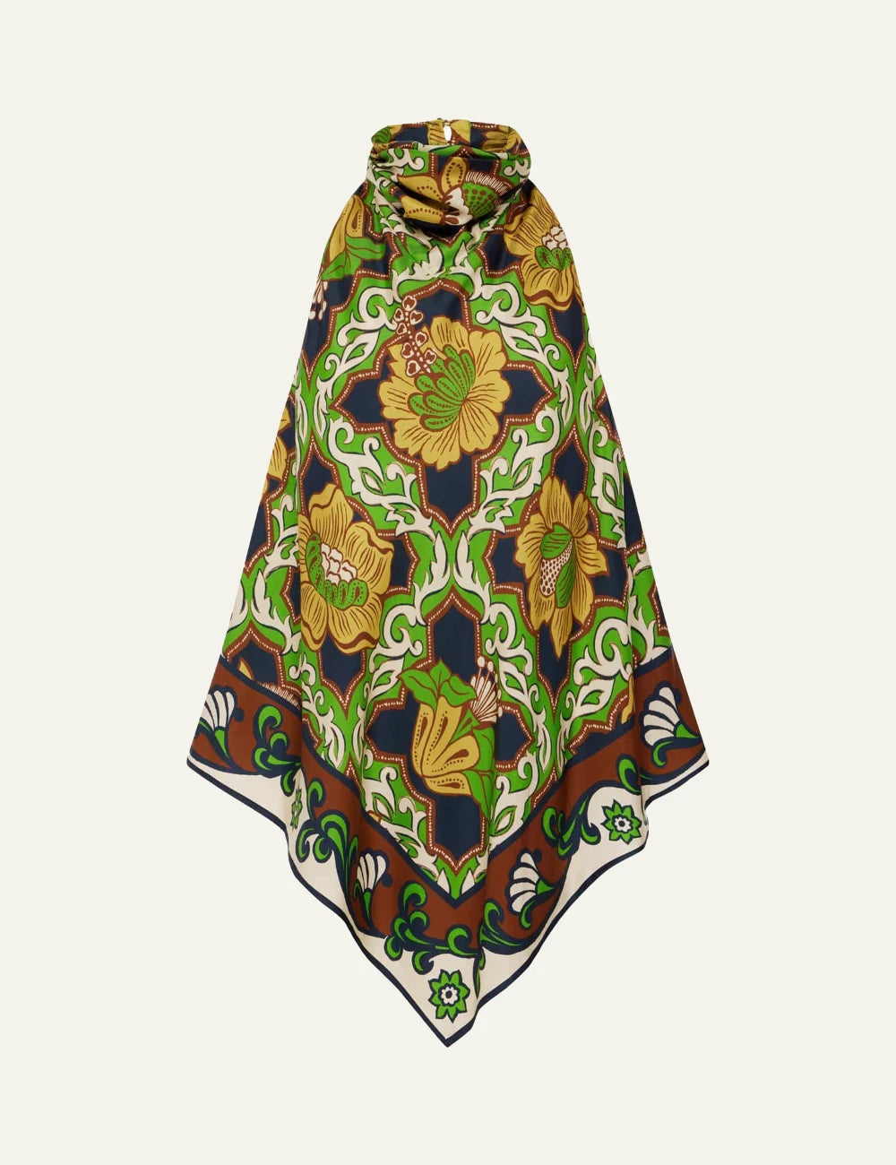 Alemais Liana silk halter top twill floral print front flat view