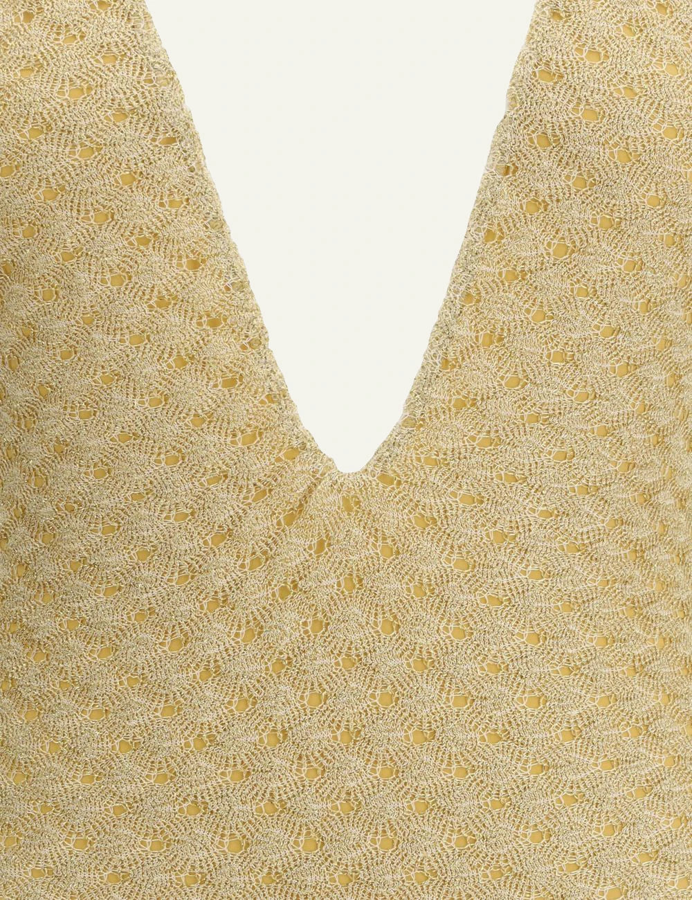 Alemais Michelle V Neck one piece swimsuit yellow detail view deep V neckline