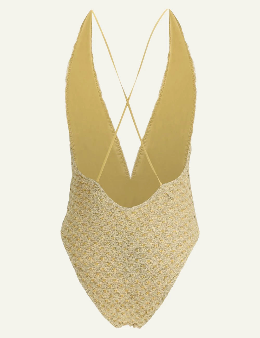 Alemais Michelle V Neck one piece swimsuit yellow back view deep V neckline