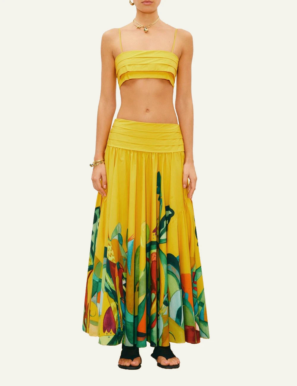Alemais Mokshini crop top organic cotton pleated front full body view
