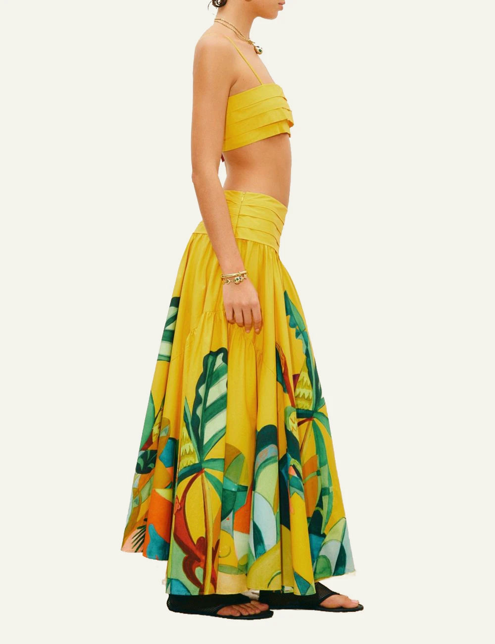 Alemais Mokshini crop top organic cotton pleated side view