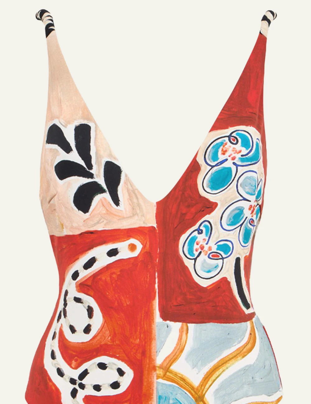 Alemais multicolor one piece swimsuit artistic print detail view