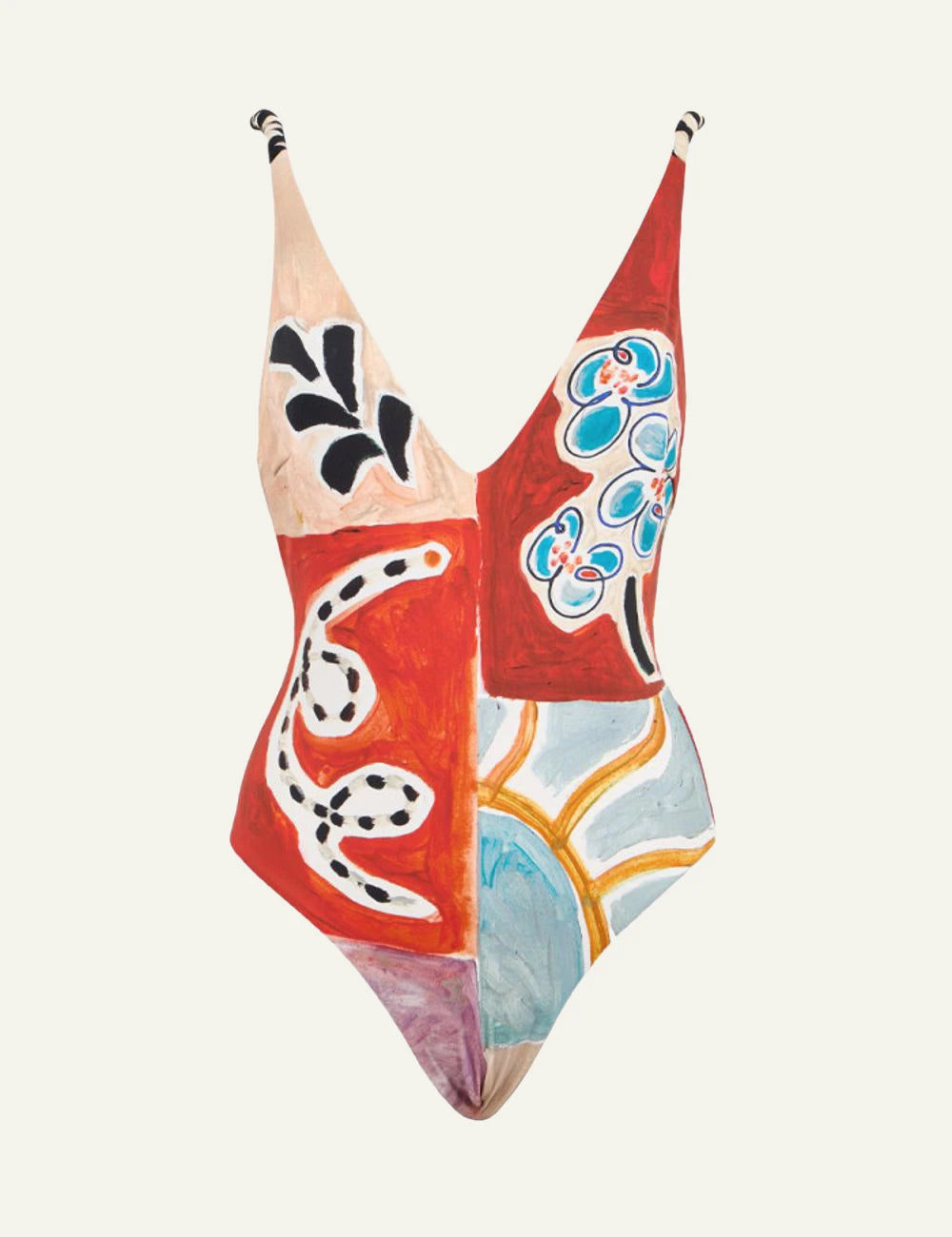 Alemais multicolor one piece swimsuit artistic print front view