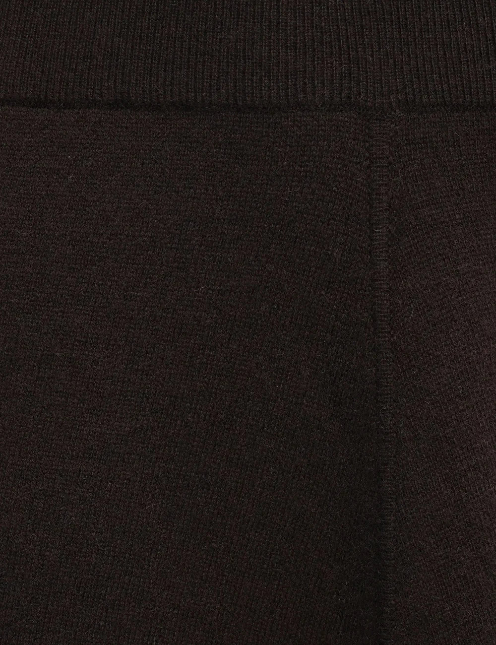 Allude women's dark brown wool and cashmere midi knit skirt with an A-line silhouette and ribbed waistband detail