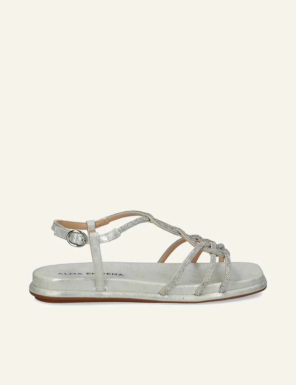 alma en pena silver rhinestone strap sandals women side view
