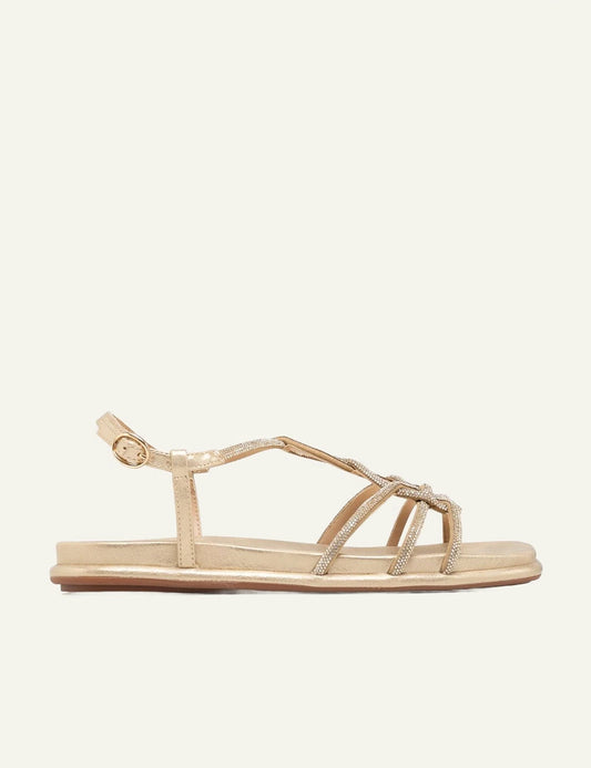 Alma en Pena strappy flat sandal gold strass side view