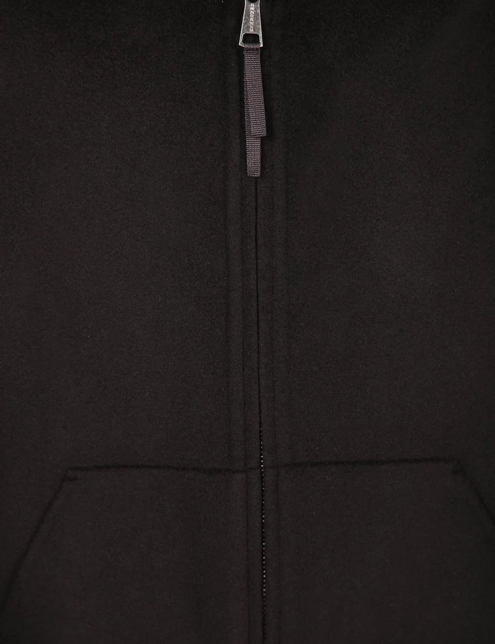 Men's Amaranto charcoal grey wool cashmere bomber jacket with high collar, front zip and kangaroo pockets, zip details
