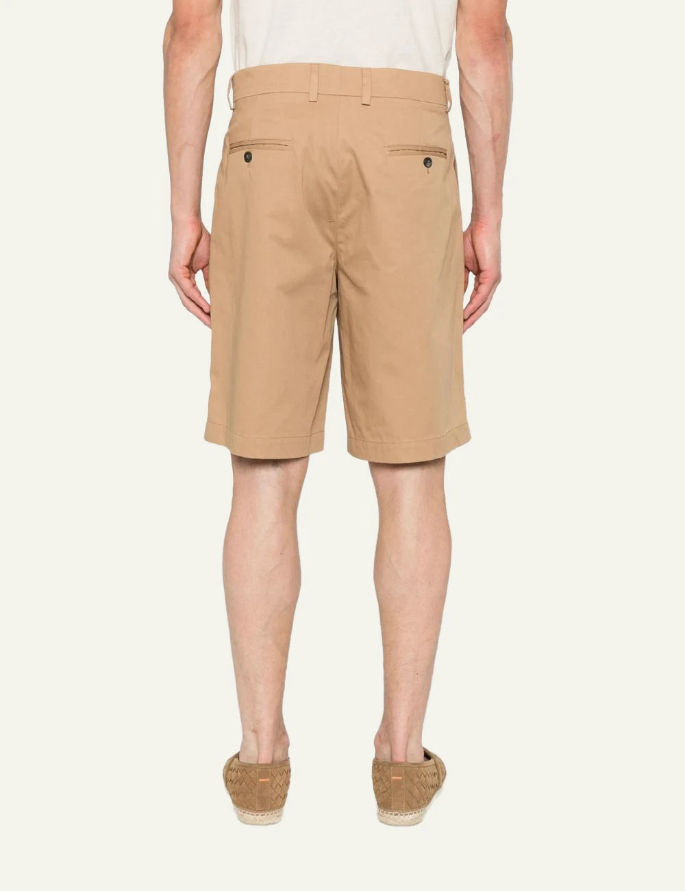 Amaranto beige cotton shorts tailored back view