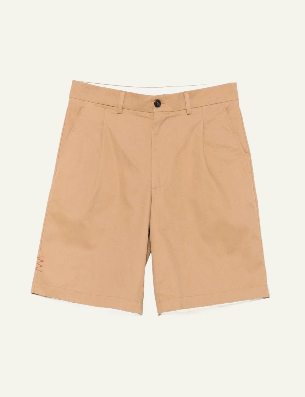 Amaranto beige cotton shorts tailored front view