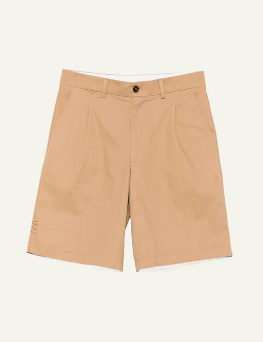 Amaranto beige cotton shorts tailored front view