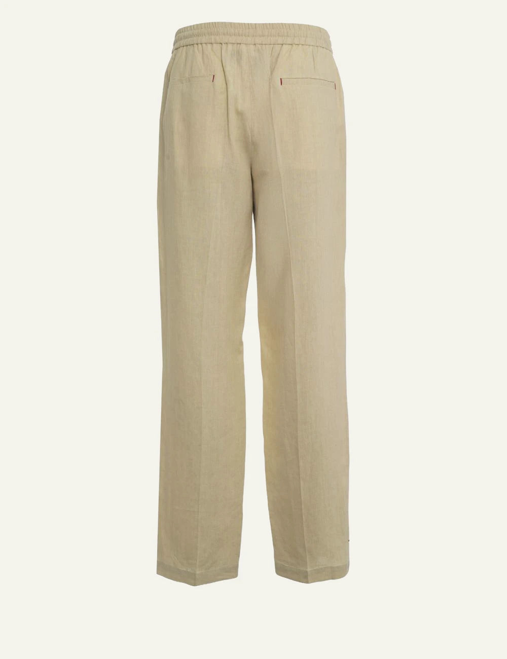 Amaranto beige straight pants with drawstring back view