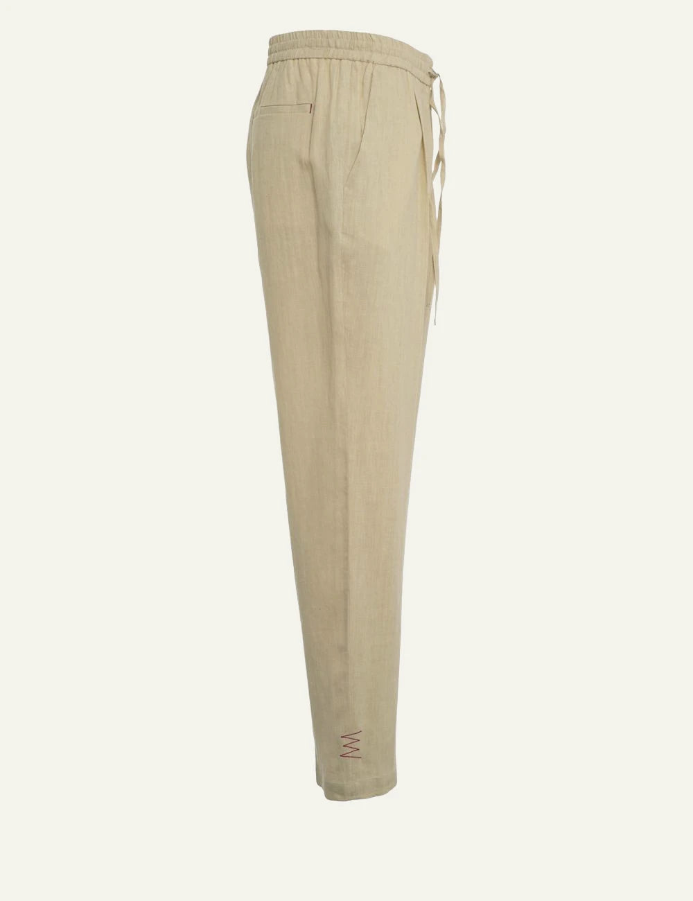 Amaranto beige straight pants with drawstring side view