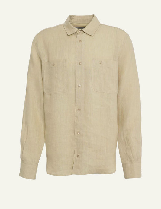 Amaranto beige linen shirt front view