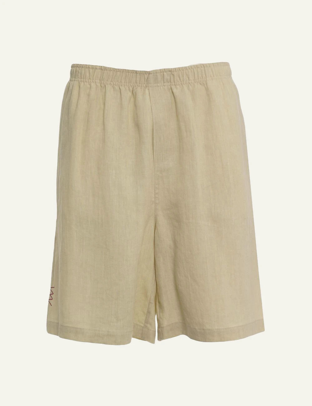 Amaranto beige linen shorts front view
