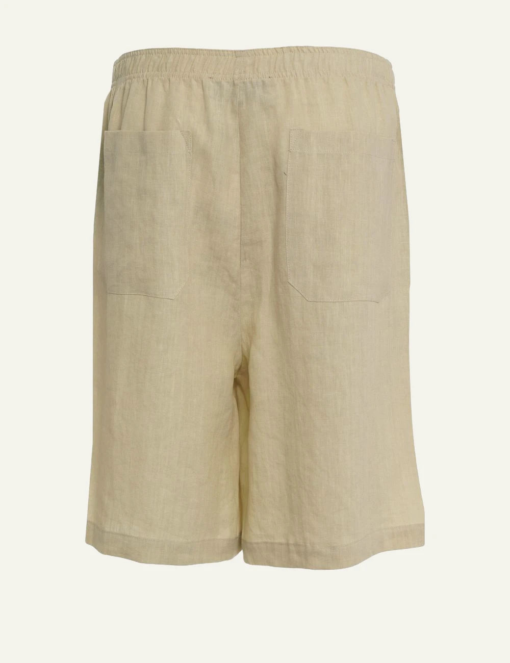 Amaranto beige linen shorts back view