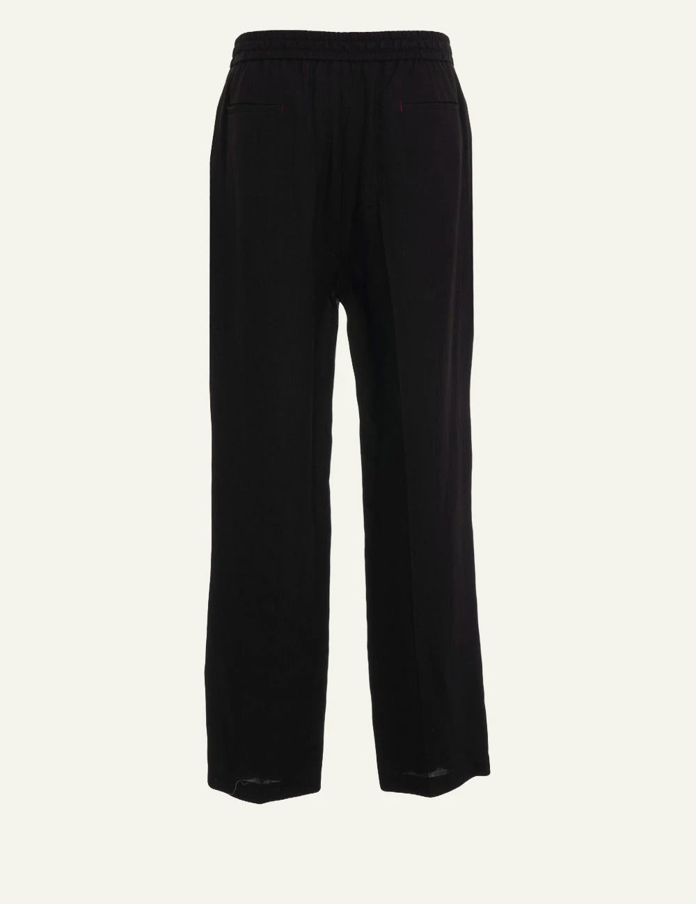 Amaranto black straight pants with drawstring back view