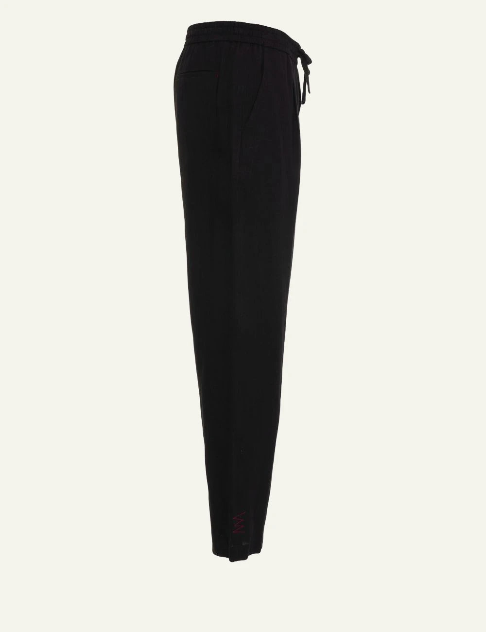 Amaranto black straight pants with drawstring side view