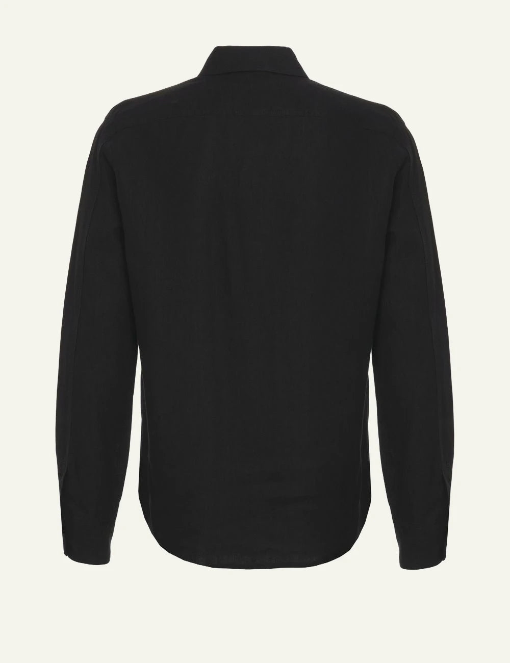 Amaranto black linen shirt long sleeve back