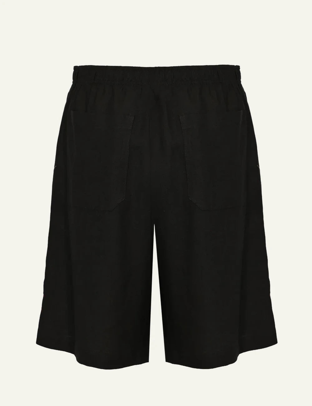 Amaranto black linen shorts back view
