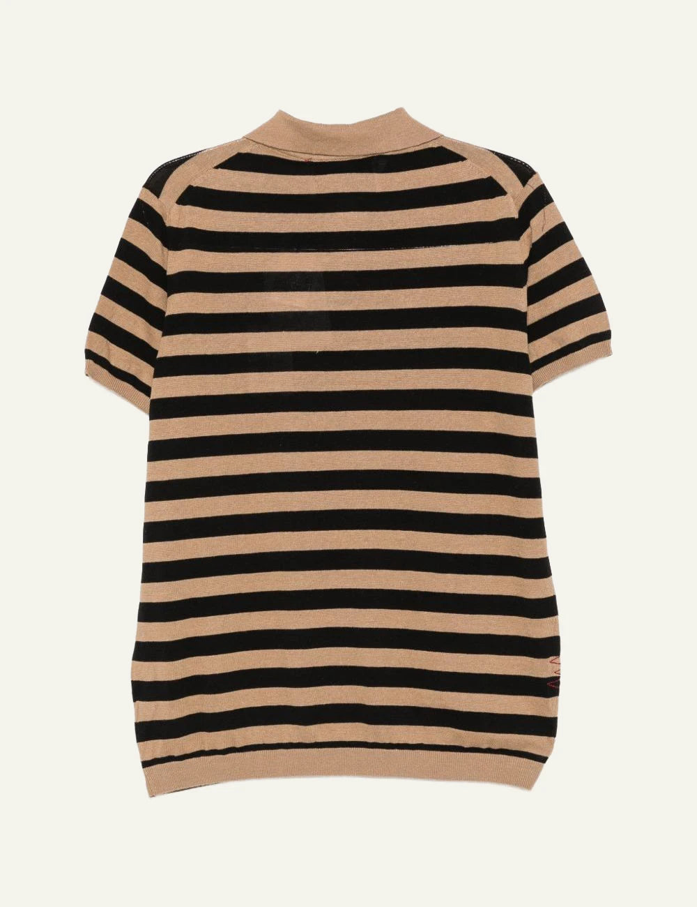Amaranto striped knit polo brown black back view