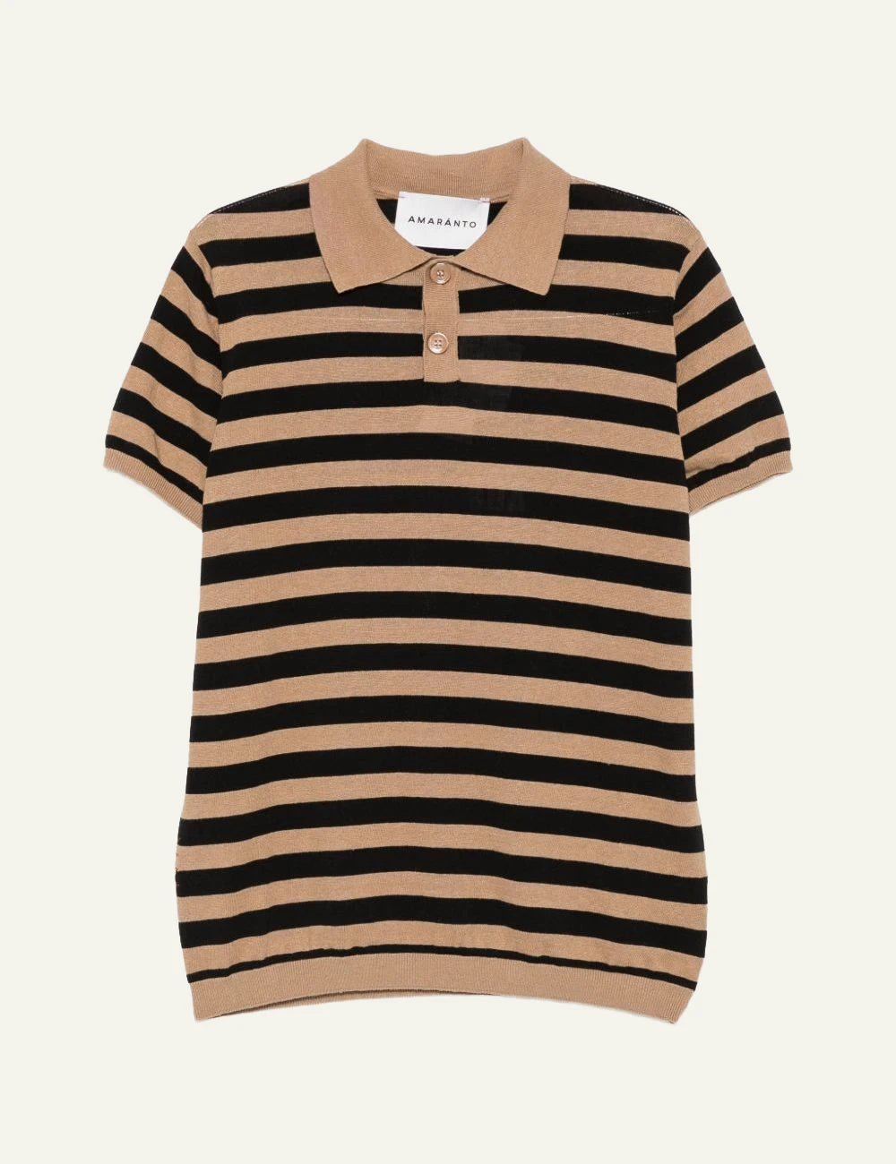 Amaranto striped knit polo brown black front view