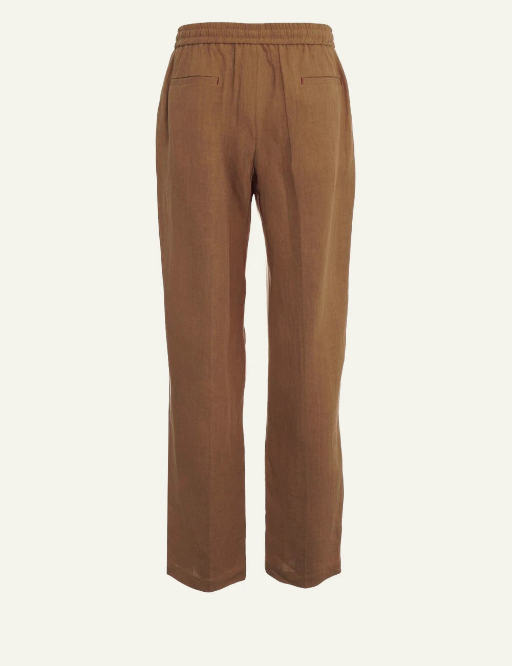 Amaranto brown straight pants with drawstring back view