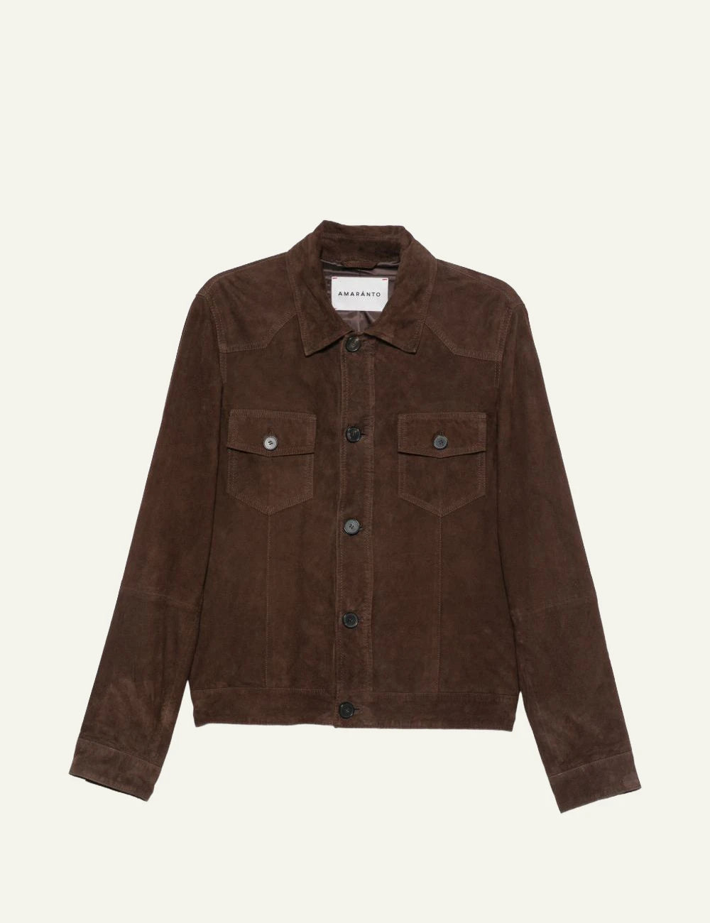 Amaranto brown suede leather jacket front view
