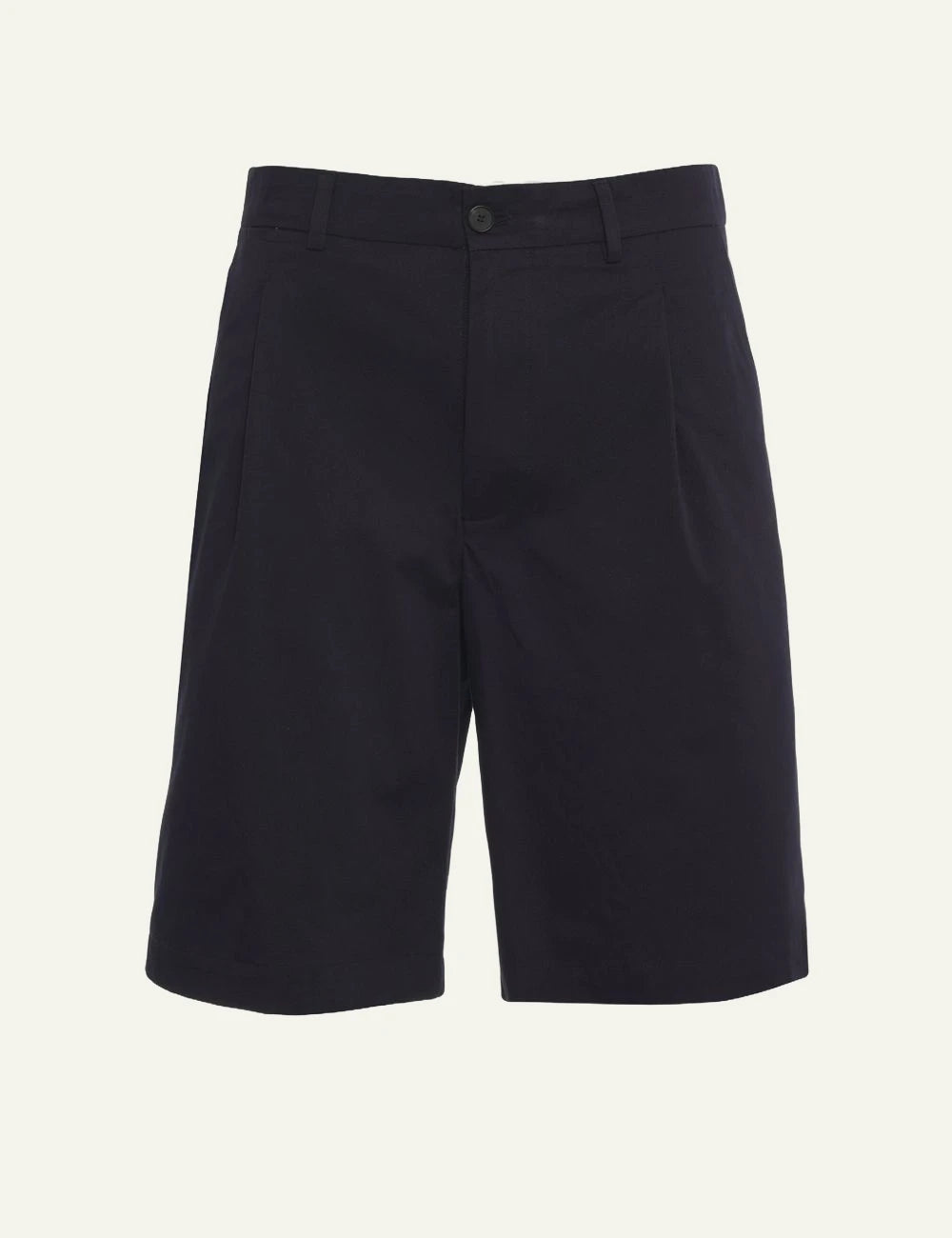 Amaranto navy cotton shorts tailored front view