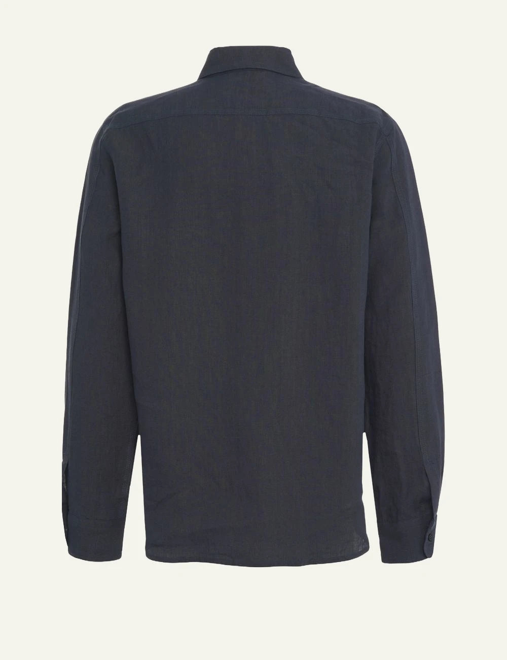 Amaranto navy linen shirt back view