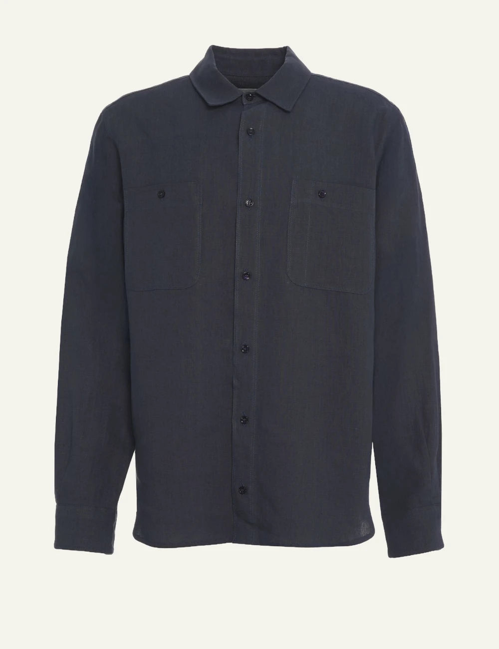Amaranto navy linen shirt front view