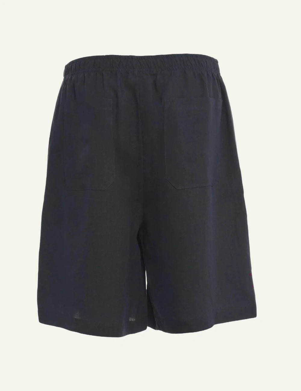 Amaranto navy linen shorts back view